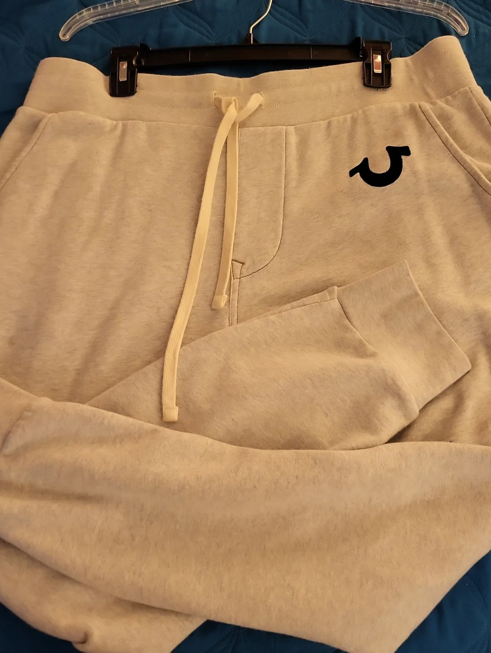 True Religion Light Gray Zip-Up Hoodie with Horseshoe Logo Mens Lg